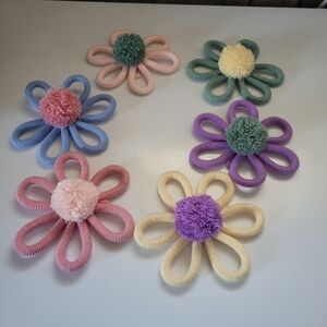 6pcs Artisanal Flower Wall Hanging Decors for Birthday or, Baby Showers